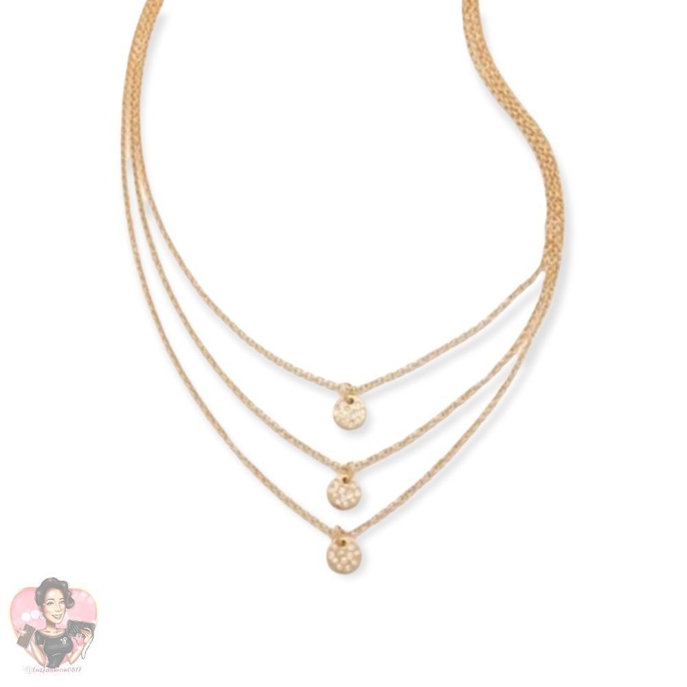 18KGP Triple Pave Disc Necklace